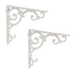 Relaxdays querre tagre murale lot de 2 ancien support en fonte de fer ornements baroques vintage blanc ...