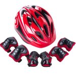 quipement de protection de patinage de rouleau ensemble complet de casque de vlo denfants - rouge