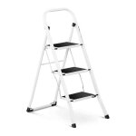 Escabeau 3 marches en acier marchepied pliable antid�rapant �chelle 150 kg max.
