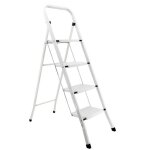 Escabeau 4 marches echelle pliable en acier blanc 150 kg Escabeau 4 marches echelle pliable en acier blanc 150 kg