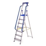 Hostr�m escabeau 7 marches secure pro aluminium renforc� s�curis� avec rampes tablette porte - outils ...