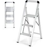 Escabeau pliable � 3 marches en aluminium goplus - marches et pieds antid�rapants - charge max 150 kg ...