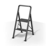 Escabeau 2 marches pliant anti - d�rapant en acier - max 150kg (475x425x85cm) noir mat msv