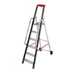 Escabeau professionnel de chantier roulant pliable en aluminium 6 marches hailo