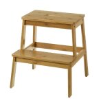 Escabeau tabouret descalier 2 hauteurs en bambou coloris marron - longueur 43 x profondeur 42 x hauteur ...