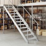 Escalier en caillebotis - salalis - sp3449 - acier galvanis� - antid�rapant - 70x24x7 cm