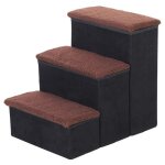 Escalier pour chien animaux pliable rampe 3 marches polaire amovible coffre interne rangement dim. 51l ...