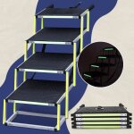 Escalier pour chien - priorpet - rampe pliable - 4 marches - marquage phosphorescent - gris