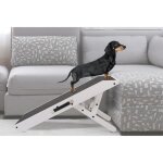 Escalier pour chien - priorpet - rampe pliable - bois de bouleau - surface antid�rapante - blanc neige ...