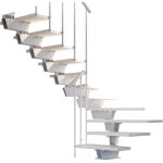 Escalier double quart tournant 12 marches - structure mtal et marches en bois massif naturel - knock ...