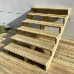Escalier exterieur bois h105cm - 6 marches p29cm l120cm sans contre - marches