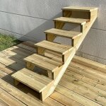 Escalier exterieur bois h105cm - 6 marches p29cm l60cm sans contre - marches