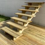 Escalier exterieur bois h122cm - 7 marches p29cm l100cm sans contre - marches