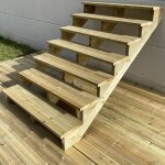 Escalier exterieur bois h122cm - 7 marches p29cm l120cm sans contre - marches