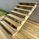 Escalier exterieur bois h122cm - 7 marches p29cm l140cm sans contre - marches
