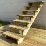 Escalier exterieur bois h122cm - 7 marches p29cm l80cm sans contre - marches
