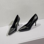 Escarpins - chaussures en cuir pu noir pour femmes - talons hauts 5cm - bout pointu