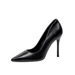 Escarpins - chaussures en cuir pu noir pour femmes - talons hauts - bout pointu - hauteur du talon 10. ...