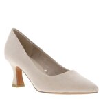 Escarpins d�collet� simple beiges � talon d�croch� moyen et semelle marron