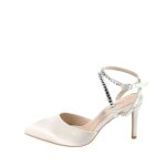 Escarpins femme - buffalo - nadia - satin ivoire - talon aiguille 85 cm