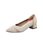 Escarpins femme confortable bout pointu textile respirante - abricot