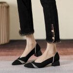 Escarpins femme confortable bout pointu textile respirante - noir