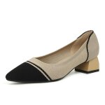 Escarpins femme confortable talons epais petit talon bout pointu bicolore respirante maille - abricot ...