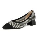 Escarpins femme confortable talons epais petit talon bout pointu elgant bicolore respirante maille - ...