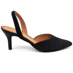 Escarpins femme en cuir velours noir - marque - mod�le - hauteur 7cm - pointe arrondie