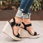 Escarpin femmes - gj? - simple chaussures  talons compenss - noir
