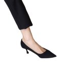Escarpin femmes hb? - lgant classique velours talon bas - noir