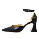 Escarpin femme - osvaldo pericoli - cuir verni noir - talon bobine 8cm - boucle rglable