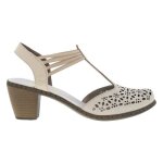 Escarpins femme rieker - cuir blanc cass� - talon d�croch� 6cm - cheville �lastiqu�e