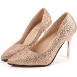 Escarpins femme - strass soire talon haut aiguille - dorees beige - 7cm