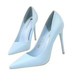 Escarpins femme - marque - modle - talon aiguille 10. 5cm - bout ferm - couleur bleu clair xh420a