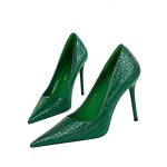 Escarpins femme talon aiguille 8 cm - vert - synthtique -  enfiler xh419