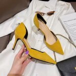 Escarpins femme - talons aiguilles - jaune - bout pointu - 6cm