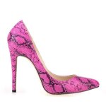 Escarpins femme talons fins texturs 11cm - serpent rose - aiguille - basse - femme