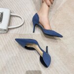 Escarpins femme - talons hauts brosss  bout pointu et creux - hauteur du talon 6cm - couleur bleu