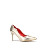Escarpins femme - vernis - asymtriques - blanc / dor