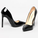 Escarpins femme - vinyle noir - talon aiguille 12cm - semelle antidrapante