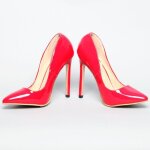 Escarpins femme - vinyle rouge - talon aiguille 12cm - semelle antidrapante