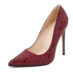 Escarpins  imprim serpent - marque - modle - talons aiguilles - rouge - femme