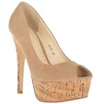 Escarpin peep - toe maneater en daim - nubuck beige compens - femme - pointure 38
