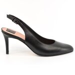 Escarpins slingback  bride cuir noir - marque - modle - talon aiguille - boucle de serrage - cuir