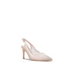 Escarpins slingback satins avec rsille et strass. dots dune bride avec boucle mtallique  larrire. ...