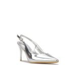 Escarpins slingback vernis - femme - gris - talon aiguille - boucle de serrage - basse tige