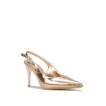 Escarpins slingback vernis - femme - jaune - talon aiguille - boucle de serrage - basse tige