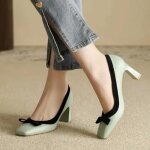 Escarpins talons hauts  talons pais et bout carr - marque - modle - vert - femme