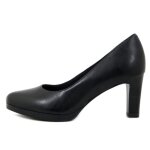 Escarpin tamaris pour femme en cuir noir - talon 7cm et plateau 1cm